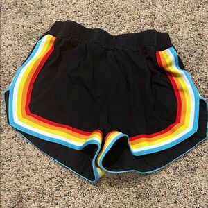 Black Rainbow Trim Women's Shorts